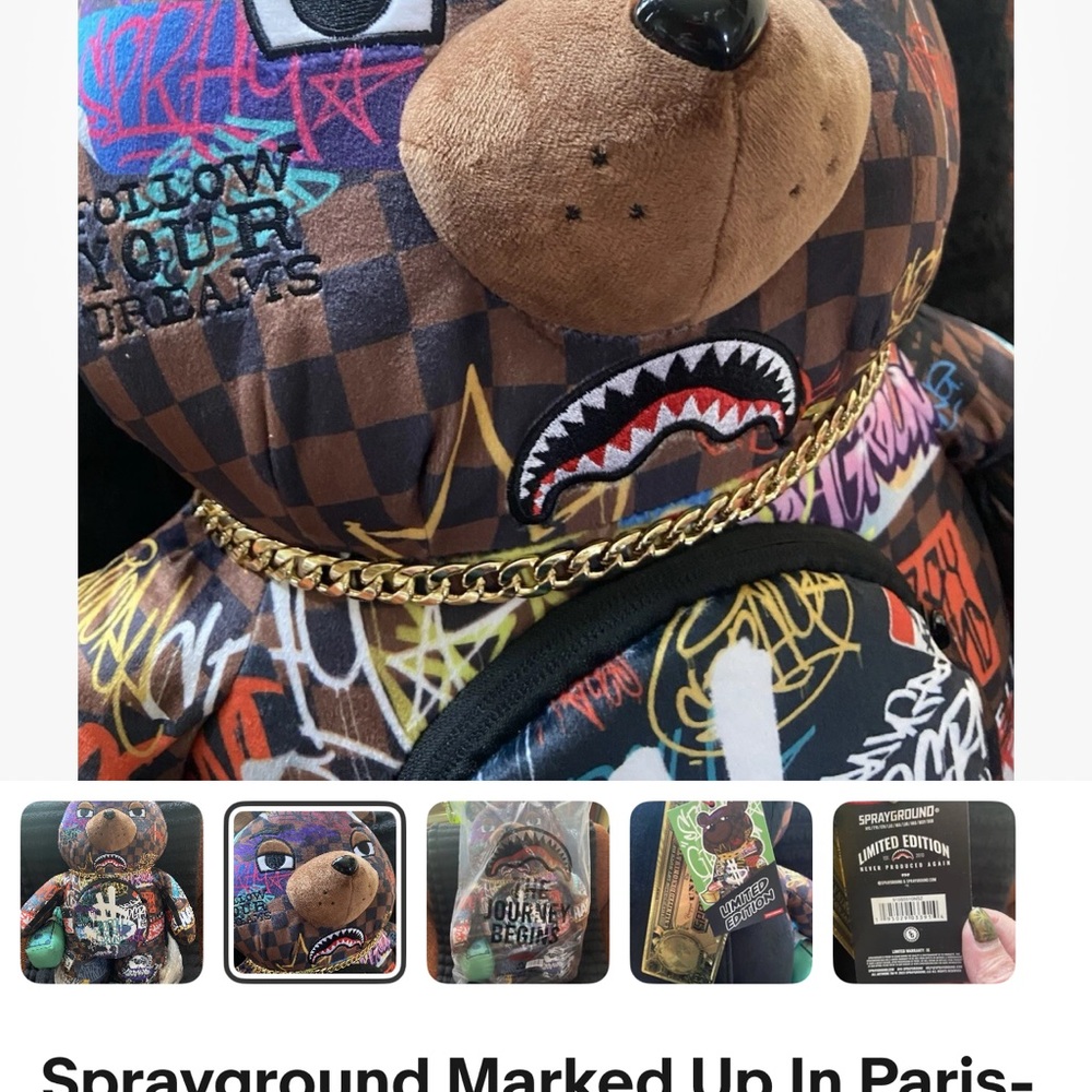 Graffiti Bear Plush with Green Cap - Picture 7 of 8